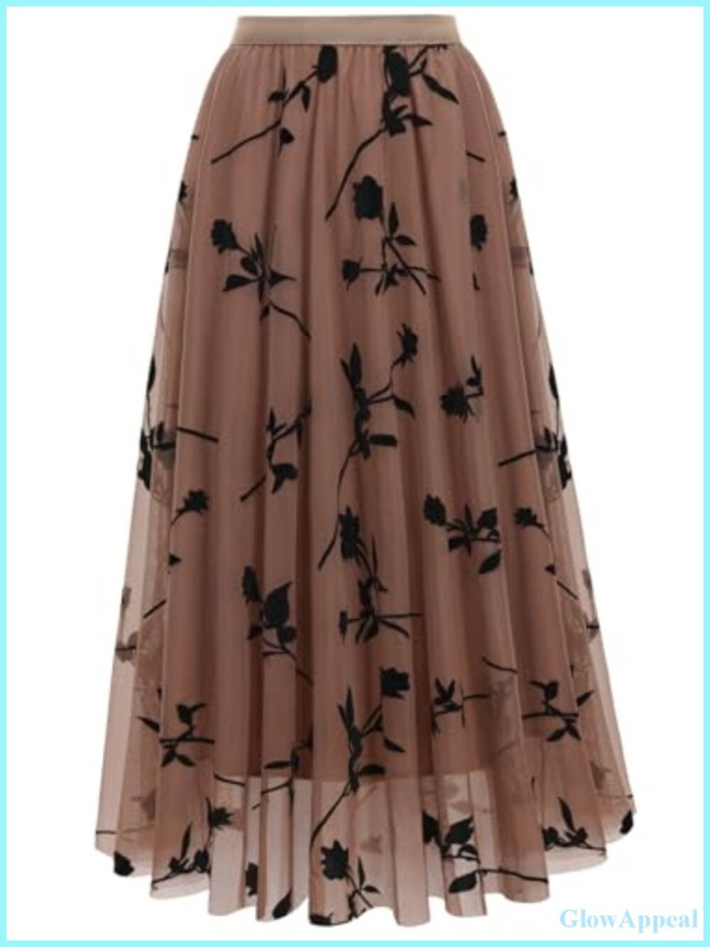 Women's Tulle Midi Skirt Pleated A-Line High Waist Flowy Dressy